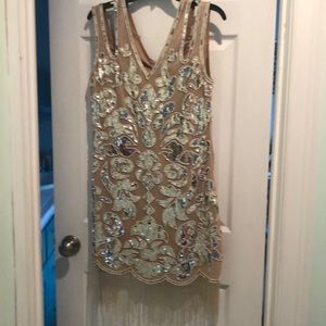 Embellished sequin fringe flapper dress in 14
